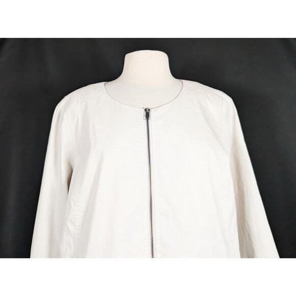 Eileen Fisher Jacket Tan Zip Front Lined Ramie Blend 3/4 Sleeve Women's 1X - Picture 2 of 7